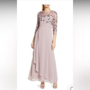 [Alex Evenings] Embroidered Sequin A-Line Gown